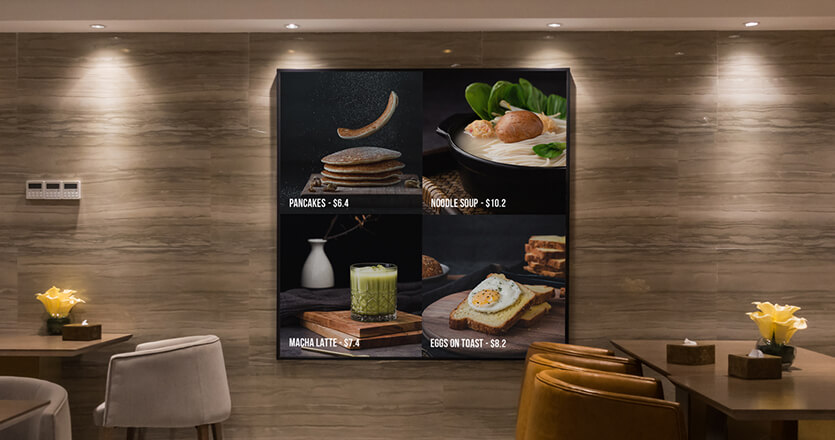 digital signage screen in a restaurant