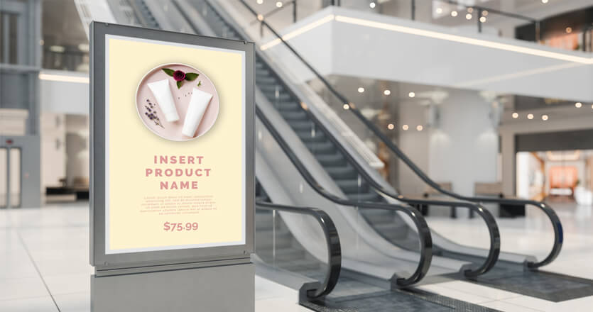 digital signage screen in a mall