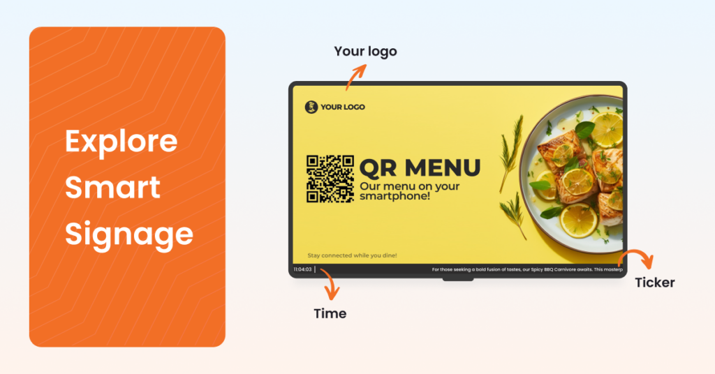 A screen with smart digital signage apps
