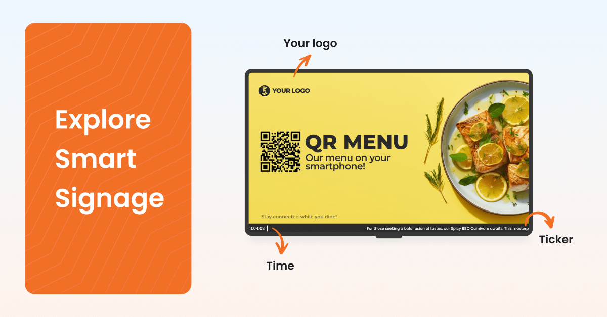 A screen with smart digital signage apps