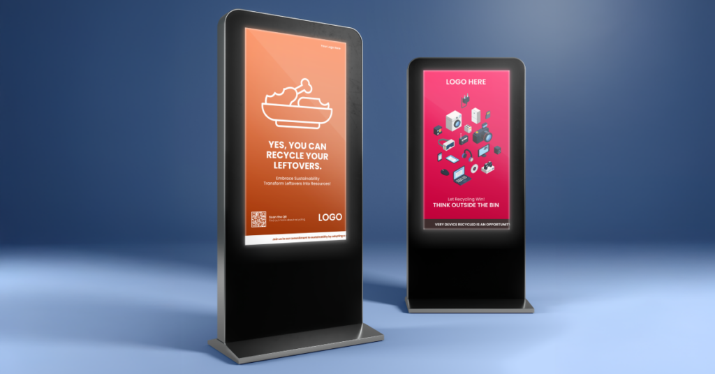 Two screens promoting recycling